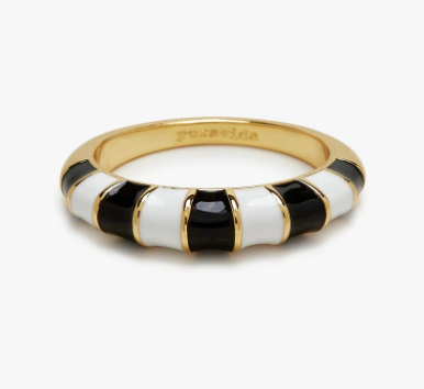 PURA VIDA STRIPED ENAMEL GOLD RING