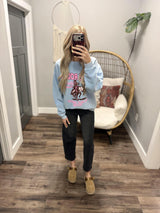 BLUE RODEO GOES ON FOREVER RIBBED CREW SWEATSHIRT