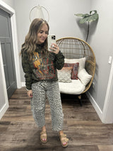 ASHLEY CAMO GET BACK IN THE SADDLE CREW SWEATER