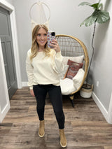 TIERRA CREAM TEXTURED SWEATER TOP