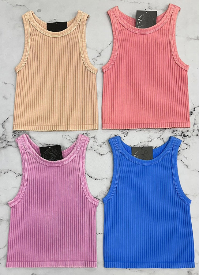 CASSIE WASHED WIDE RIBBED TANK TOP