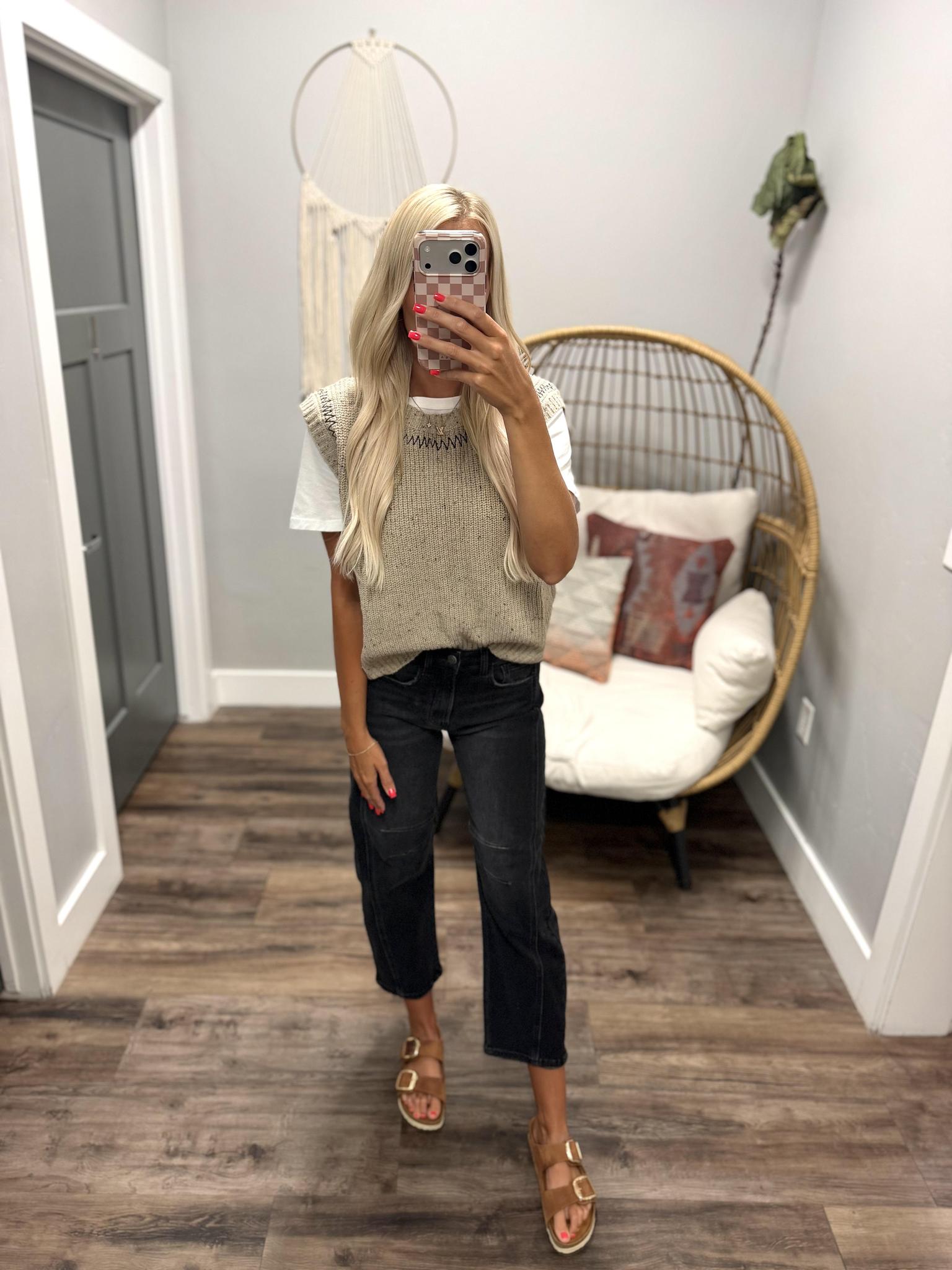 KIM KNIT TWOFER SWEATER TOP
