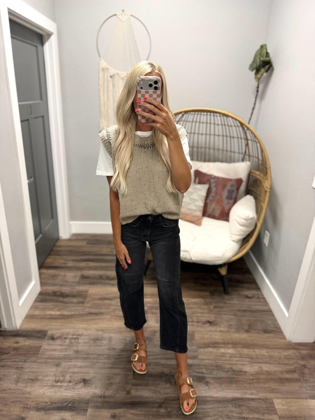 KIM KNIT TWOFER SWEATER TOP