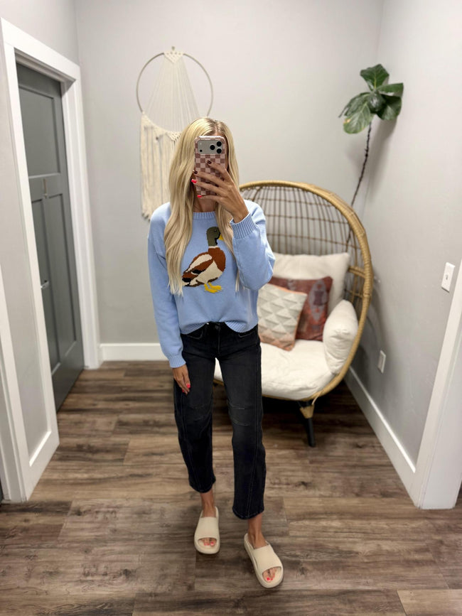 BLUE MALLARD DUCK KNIT SWEATER TOP
