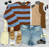TARYN STRIPE COCO AND BLUE SWEATSHIRT