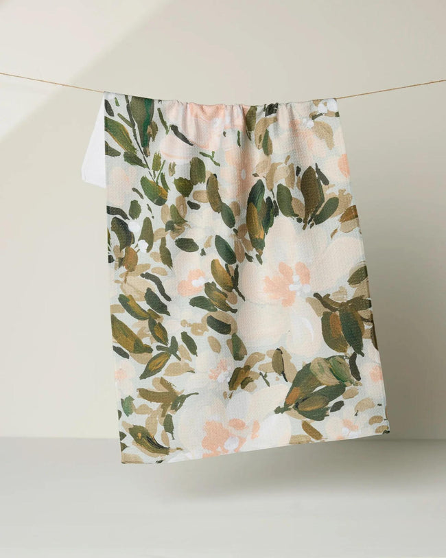 GEOMETRY PAINTED BLOSSOMS TEA TOWEL
