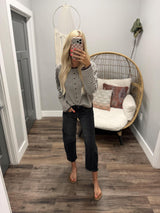 ANDREA DARK BROWN STRIPE CARDIGAN TOP