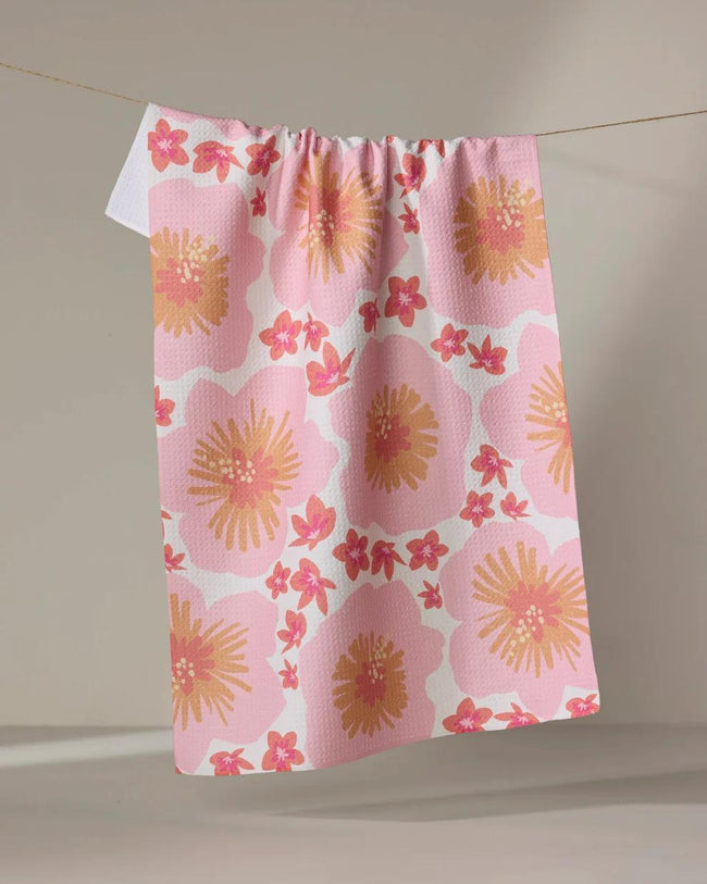 GEOMETRY HIBISCUS SUNSET TEA TOWEL