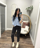 BRIDGETT SKY BLUE OPEN KNIT CARDIGAN TOP