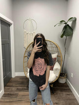 BLACK WASHED ROSE GRAPHIC TEE