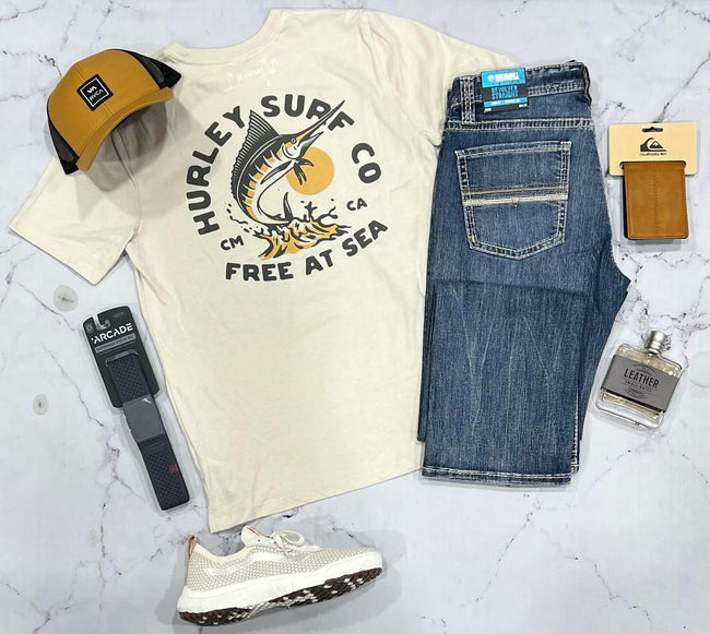 HURLEY FREE AT SEA TEE TAUPE