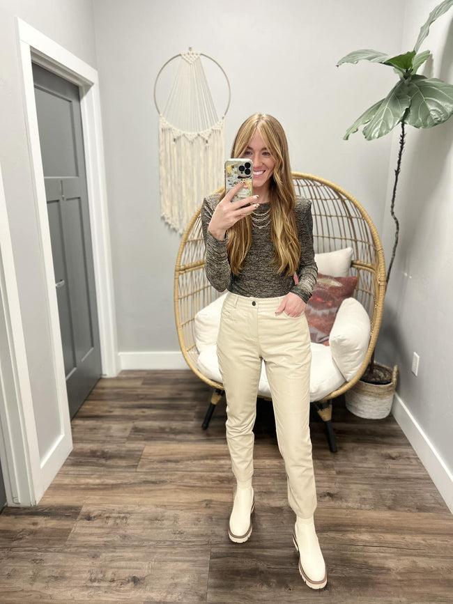ELLIE CHAMPAGNE LEATHER PANT