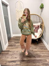 BILLABONG OLIVE RIDE IN CREW CHASING HORIZONS CREW SWEATER