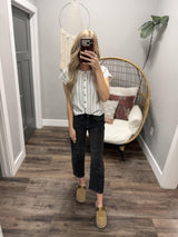 LINDA BLUE STRIPE BUTTON UP BLOUSE TOP