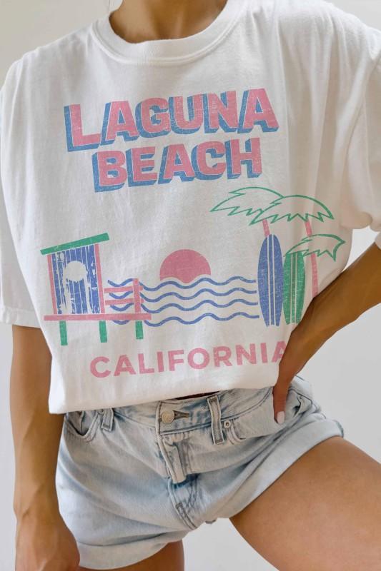 LAGUNA BEACH WHITE GRAPHIC TEE