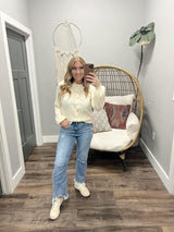 REBECCA CREAM PLEATED BUTTON UP CARDIGAN TOP