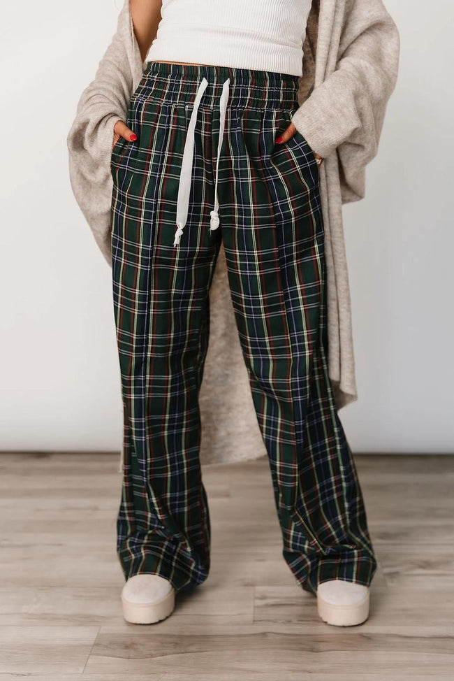 GREEN EVERYWEAR PLAID PANT