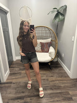 LANI HIGH RISE BLACK WASHED DENIM SHORTS