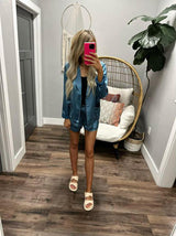 SERENITY SILK BLAZER SHORT DEEP BLUE