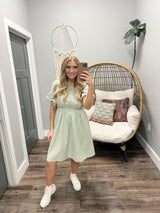 KINLEY SAGE GREEN KNEE LENGTH DRESS