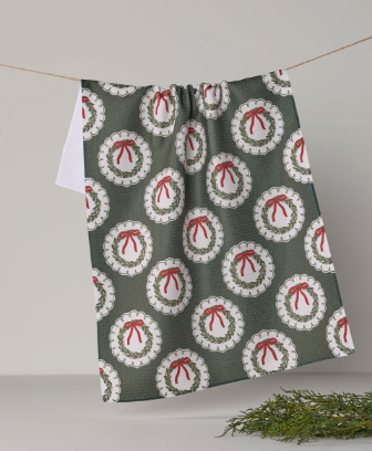 GEOMETRY MERRY WREATH TEA TOWEL