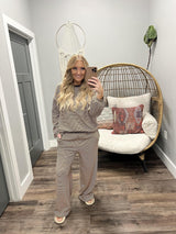 *2 PIECE SET* KRISTIN COCO BROWN STRIPE TOP AND BOTTOMS