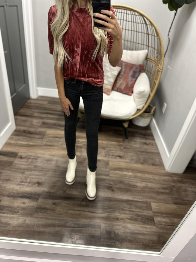 SEEN BY YOU BURGUNDY VELVET BLOUSE