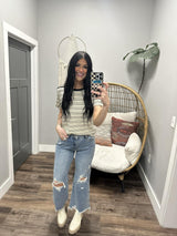 GEMMA BLACK MULTI STRIPE SHORT SLEEVE TEE