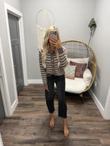 BONNIE CHOCOLATE STRIPE CARDIGAN TOP