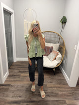 MOLLY TIE FRONT GREEN GINGHAM VEST