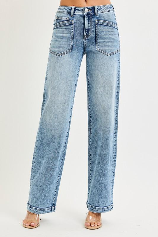 SAVANNAH STRETCHY POCKE ACID WASH DENIM JEANS