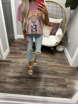 PINK WASHED ROCK N ROLL WORLD TOUR TEE