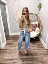 BRITT WASHED TAUPE RIBBED TOP