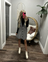 JEWEL HOUNDSTOOTH OVERALL DRESS