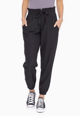 DANICA BLACK HIGH WAIST RUFFLE TOP JOGGERS