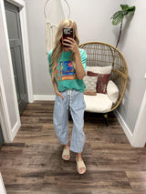SALLY PINSTRIPE CAROLINA BLUE JOGGER PANTS