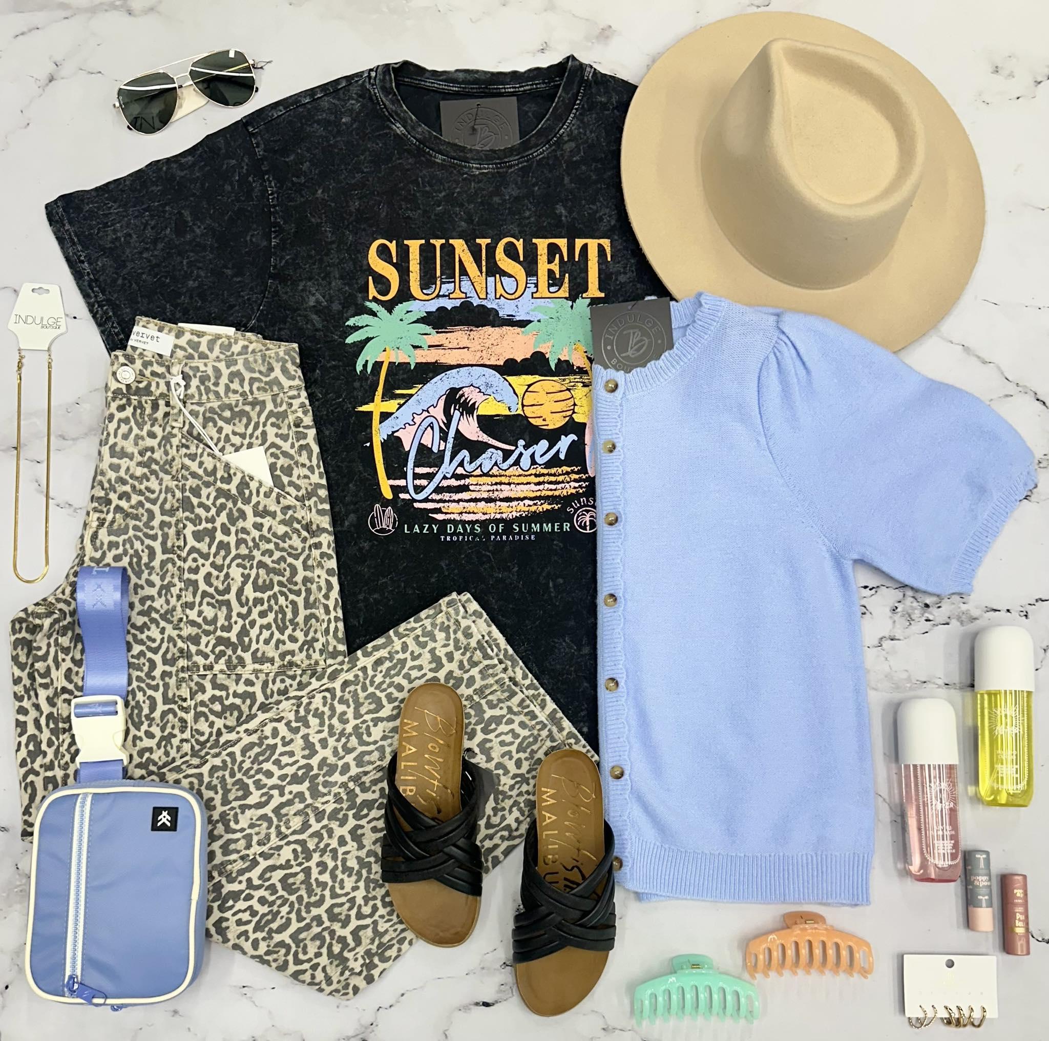 SUMMER SUNSET CHASER BLACK WASHED TEE