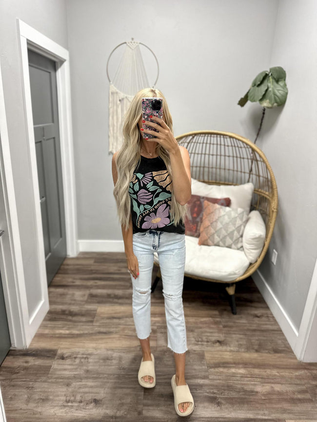 BLACK WASHED SEE GOOD IN ALL THINGS TANK TOP