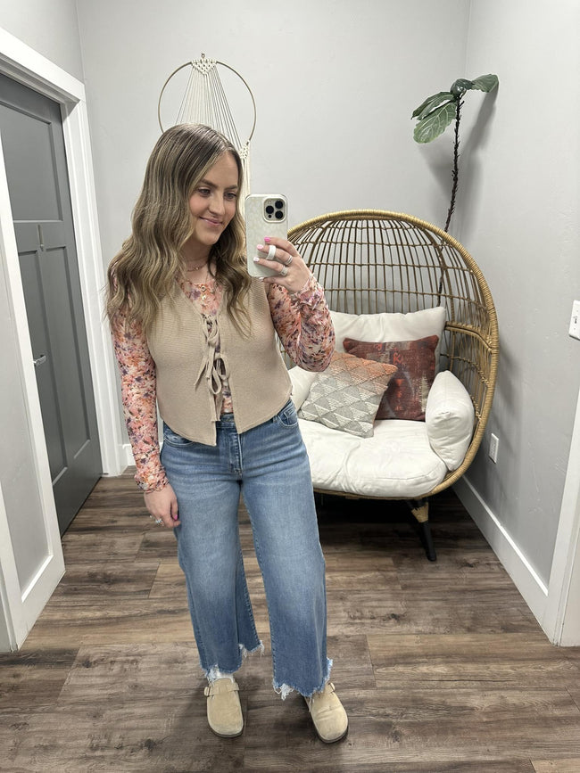 REGINA MESH LONG SLEEVE FLORAL TOP