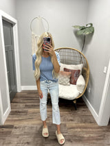 MAGNOLIA BLUE RIBBED HENLEY TOP