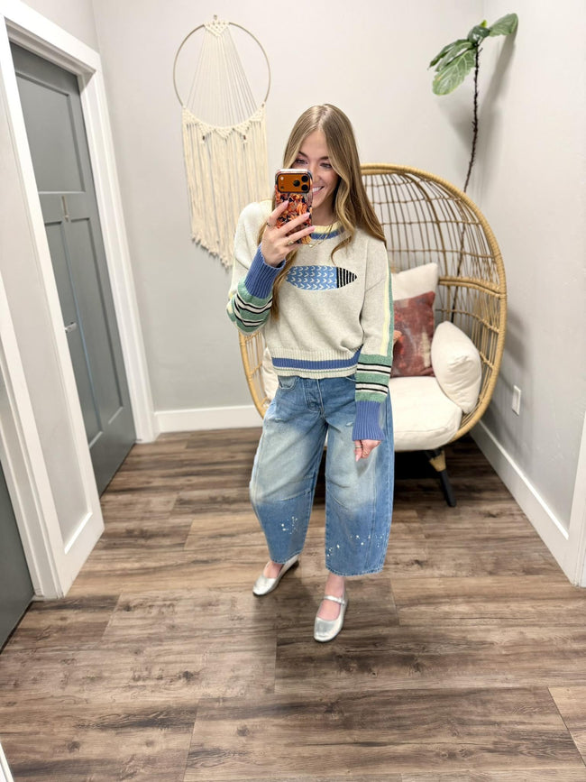 FISHING IN THE DARK KNIT SWEATER TOP