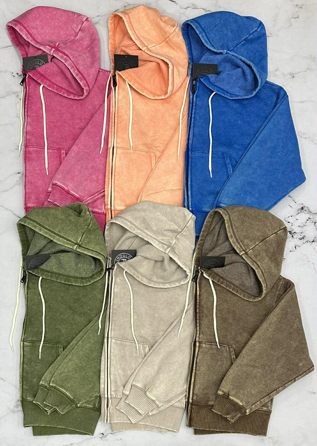 BLACK FRIDAY ACID WASH FULL ZIP HOODIE SWEATSHIRT *FINAL SALE*