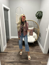 LIZZIE MULBERRY KNIT BUTTON UP CARDIGAN