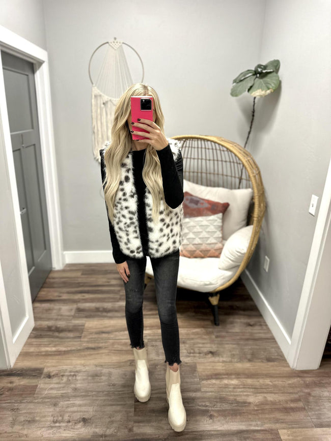 HOPE IVORY LEOPARD FUR VEST