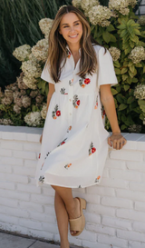 MAEVE SPANISH ROSE EMBROIDERED BUTTON DOWN DRESS