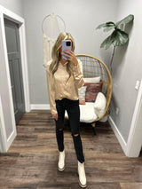 SAVANNAH PEACH SATIN BUTTON FRONT BLOUSE