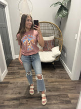 MAUVE ROAM FREE GRAPHIC TEE