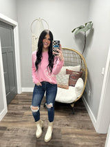 HEART TO HEART PINK SWEATER TOP