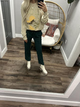 CARTER FOREST GREEN KNIT STRAIGHT PANT