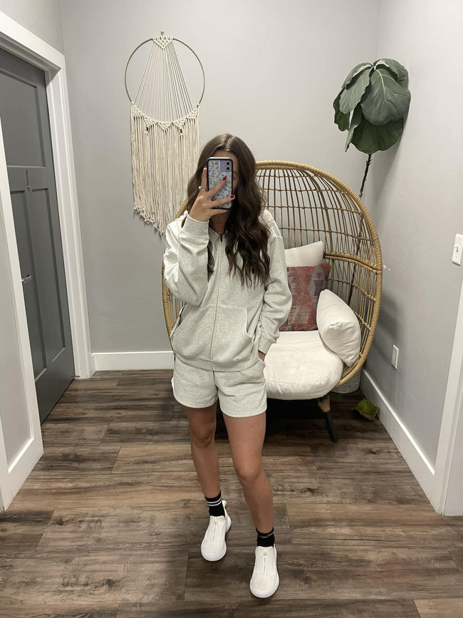 RVCA HEATHER GREY SUNDAY ZIP HOODIE JACKET